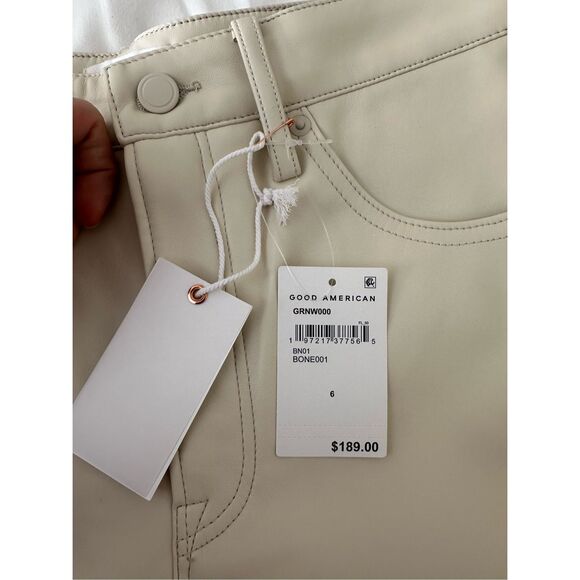 NWT GOOD AMERICAN Faux Leather PantsSz 6/29  Color Bone001 - Picture 3 of 10